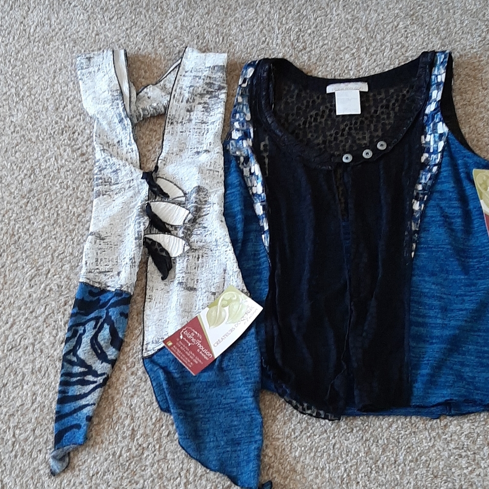 LE BLANC MOUTON - NWT Sleeveless vest with assorted scarf - Size: L